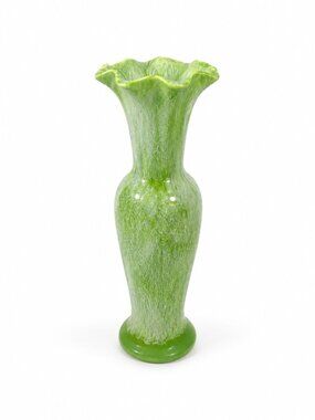 Flower Vase Royal Haeger 10" Lime Green Drip Glaze USA Pottery Scolloped Edge Co